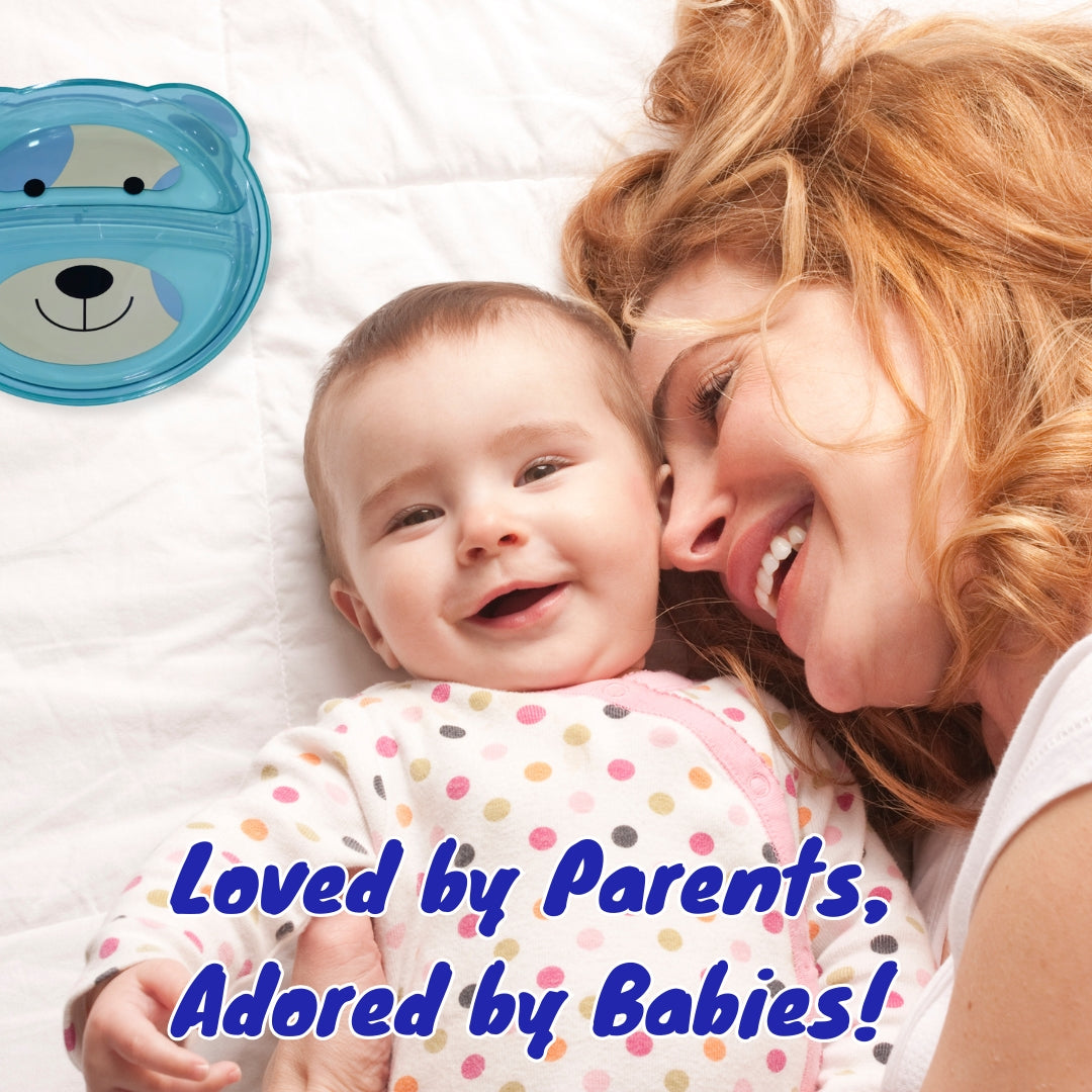 Adore Binge-The Teddy Designed Feeding Plate with Partition- Green