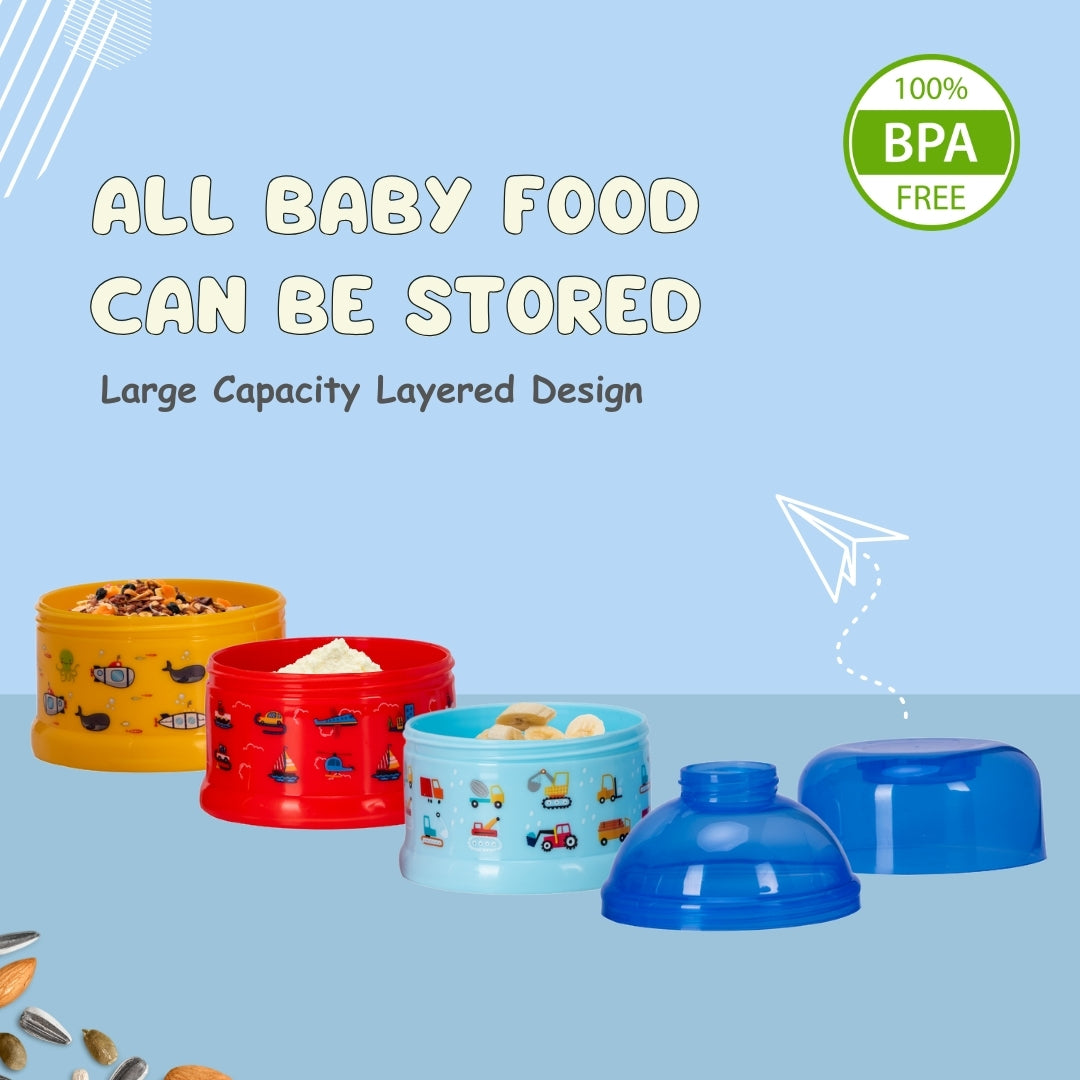 Adore Howdy- The 3 Layered Spill Proof Milk Powder Container - Blue- 120ml