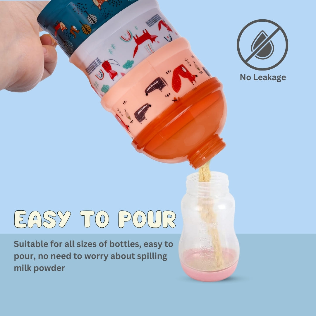 Adore Howdy- The 3 Layered Spill Proof Milk Powder Container - Brown- 120ml