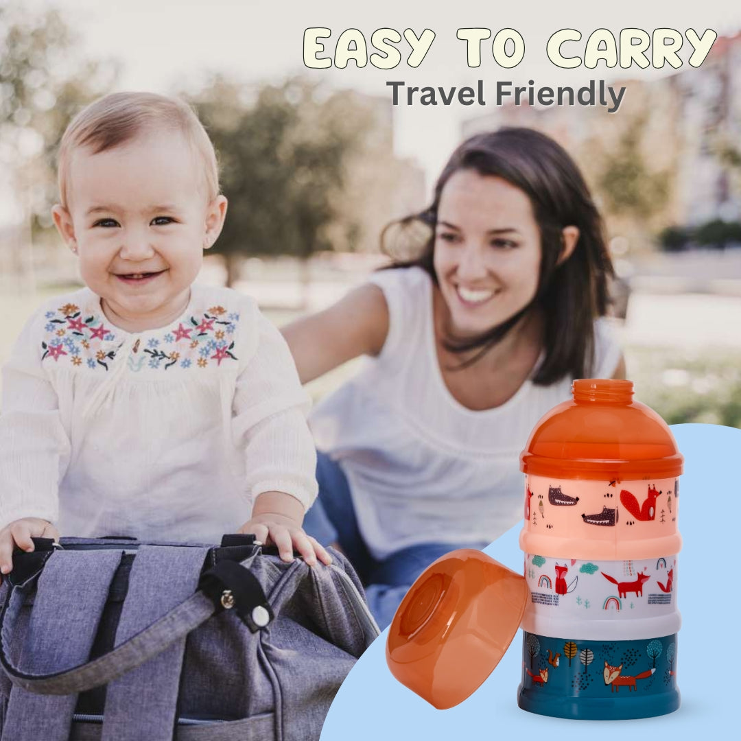 Adore Howdy- The 3 Layered Spill Proof Milk Powder Container - Brown- 120ml