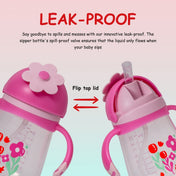 Adore Flora! Baby Straw Sipper with Gravity Ball & Twin Handle-300ml- Pink