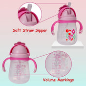 Adore Flora! Baby Straw Sipper with Gravity Ball & Twin Handle-300ml- Pink