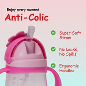 Adore Flora! Baby Straw Sipper with Gravity Ball & Twin Handle-300ml- Pink