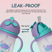 Adore Flora! Baby Straw Sipper with Gravity Ball & Twin Handle-300ml- Purple