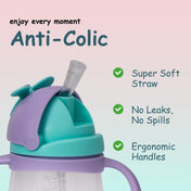 Adore Flora! Baby Straw Sipper with Gravity Ball & Twin Handle-300ml- Purple