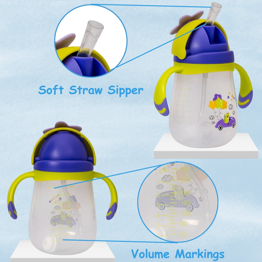 Adore Flora! Baby Straw Sipper with Gravity Ball & Twin Handle-300ml- Green