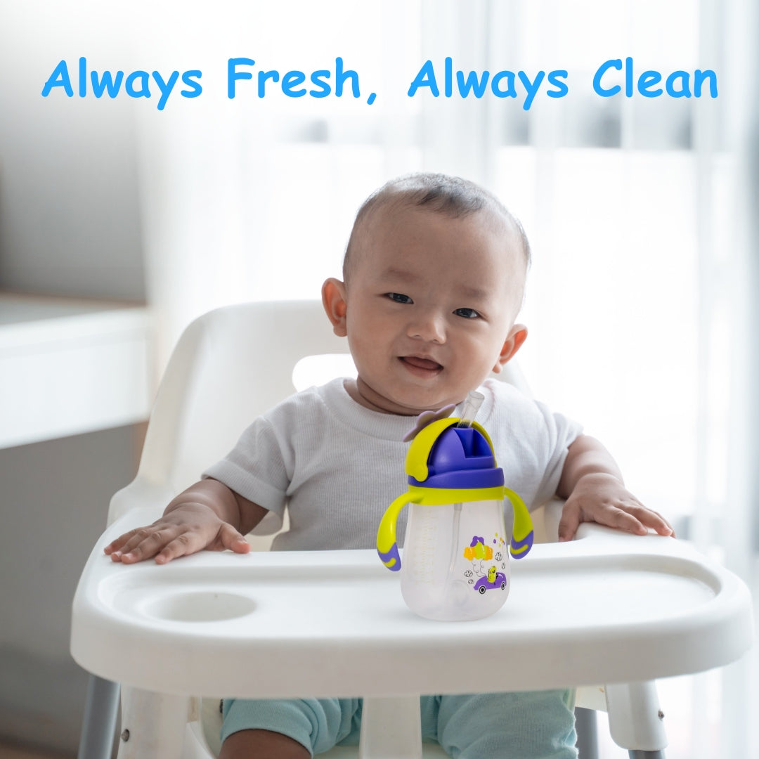 Adore Flora! Baby Straw Sipper with Gravity Ball & Twin Handle-300ml- Green