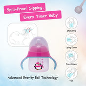 Adore Fauna! The Mini Soft Spout Sipper with Gravity Ball & Twin Handle - 270ml Pink