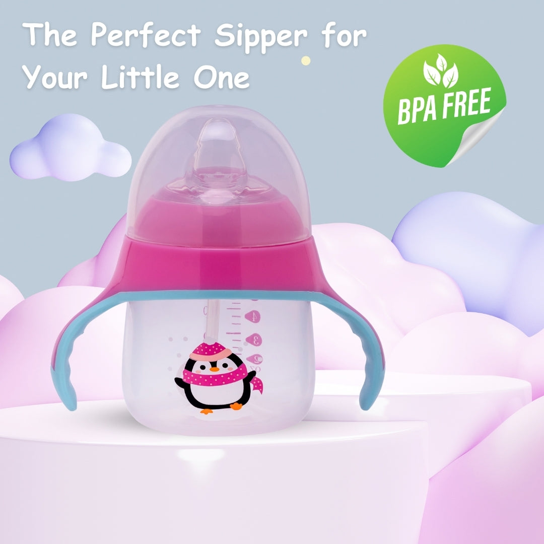 Adore Fauna! The Mini Soft Spout Sipper with Gravity Ball & Twin Handle - 270ml Pink
