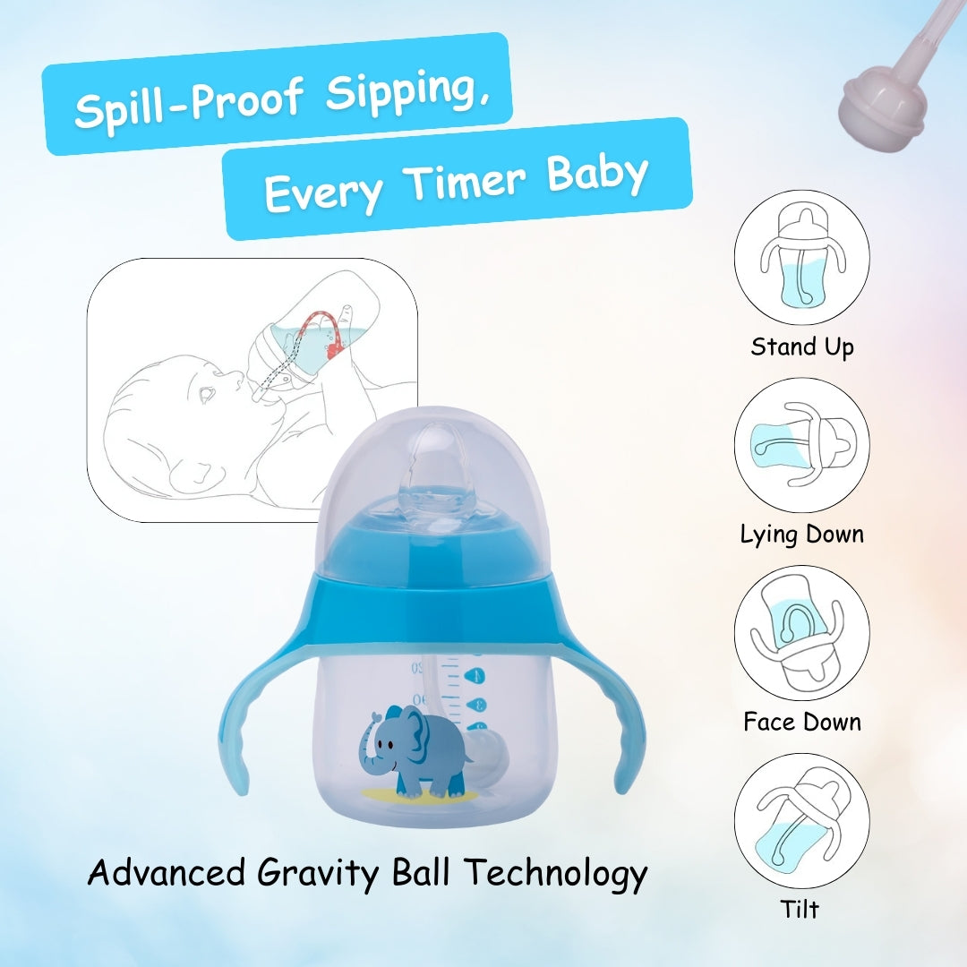 Adore Fauna! The Mini Soft Spout Sipper with Gravity Ball & Twin Handle - 270ml Blue