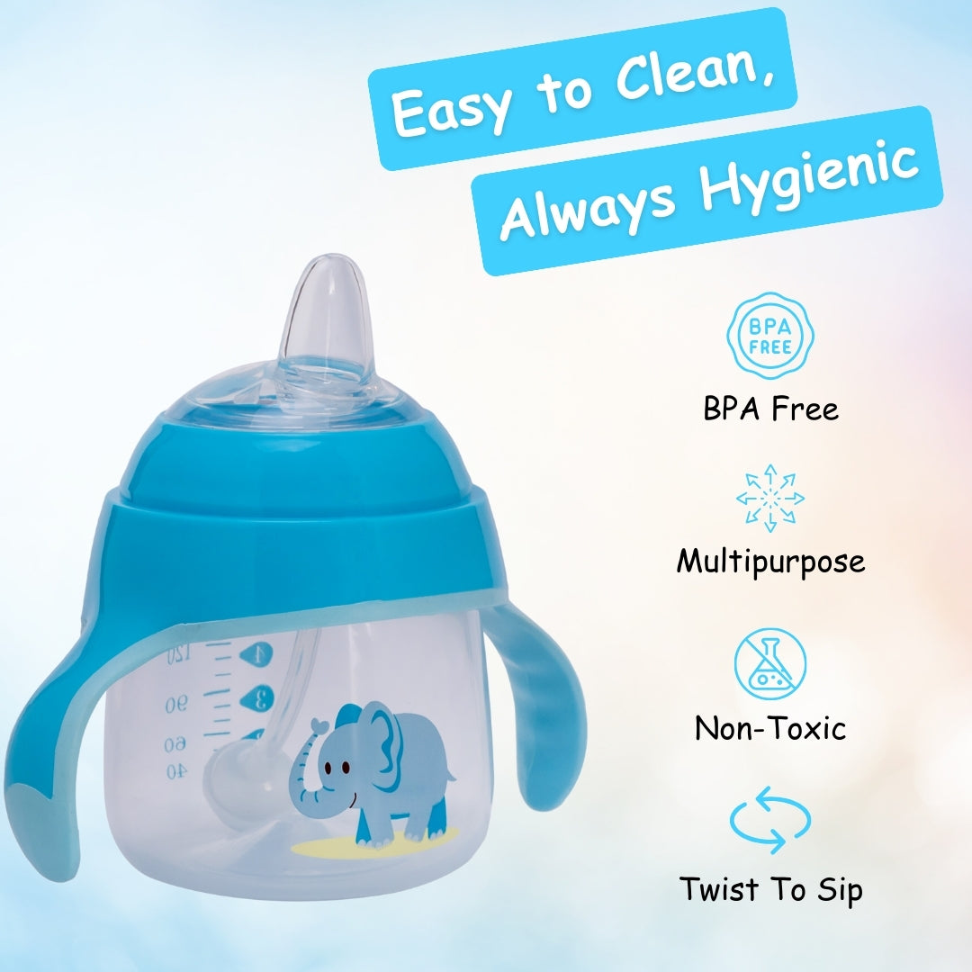 Adore Fauna! The Mini Soft Spout Sipper with Gravity Ball & Twin Handle - 270ml Blue