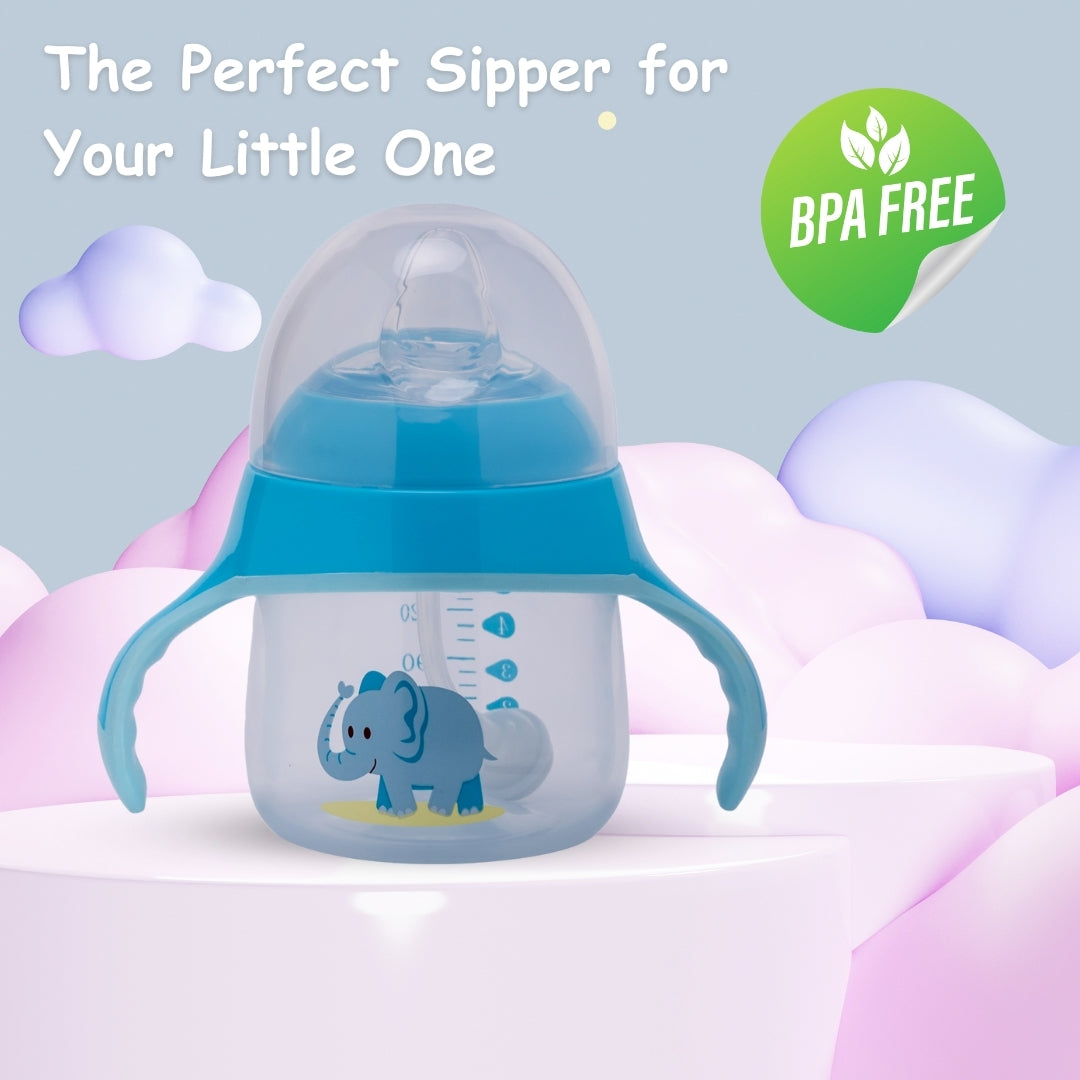 Adore Fauna! The Mini Soft Spout Sipper with Gravity Ball & Twin Handle - 270ml Blue