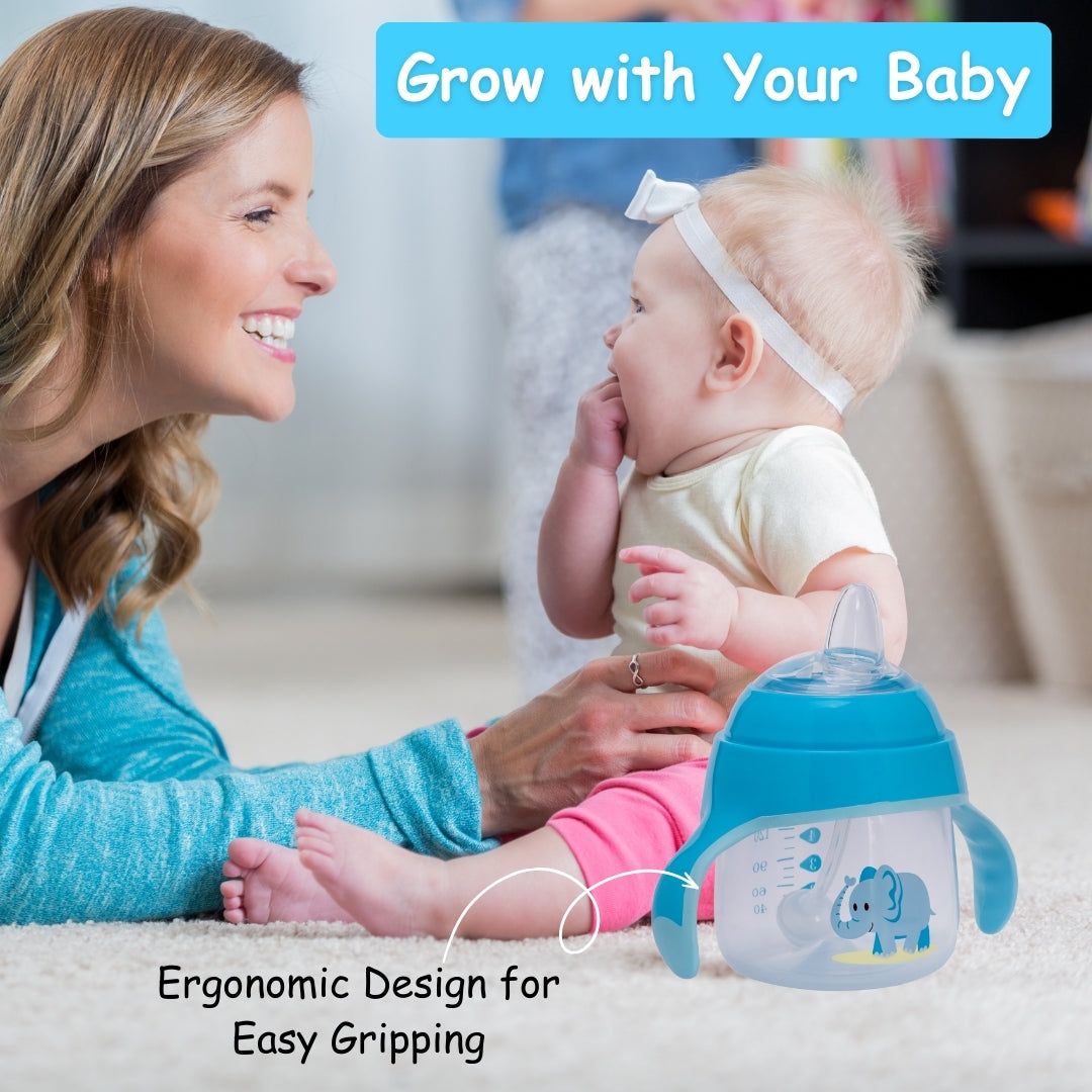 Adore Fauna! The Mini Soft Spout Sipper with Gravity Ball & Twin Handle - 270ml Blue