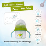 Adore Fauna! The Mini Soft Spout Sipper with Gravity Ball & Twin Handle - 270ml Green