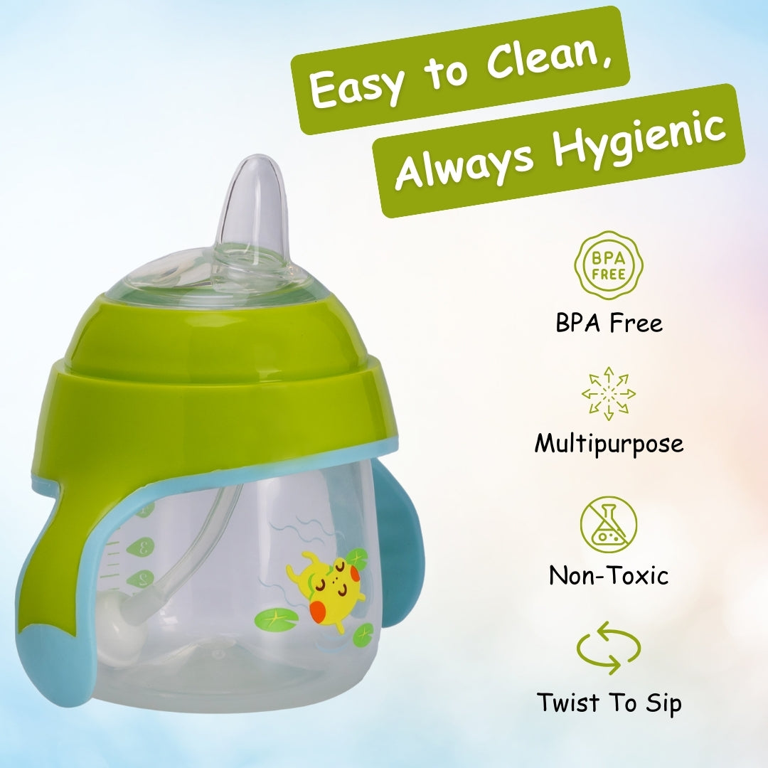Adore Fauna! The Mini Soft Spout Sipper with Gravity Ball & Twin Handle - 270ml Green