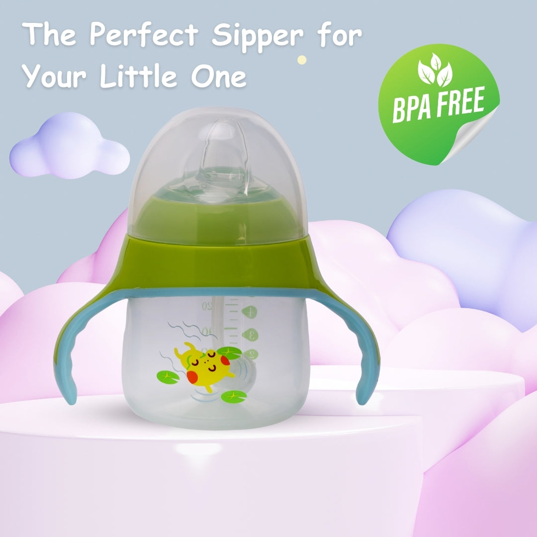 Adore Fauna! The Mini Soft Spout Sipper with Gravity Ball & Twin Handle - 270ml Green