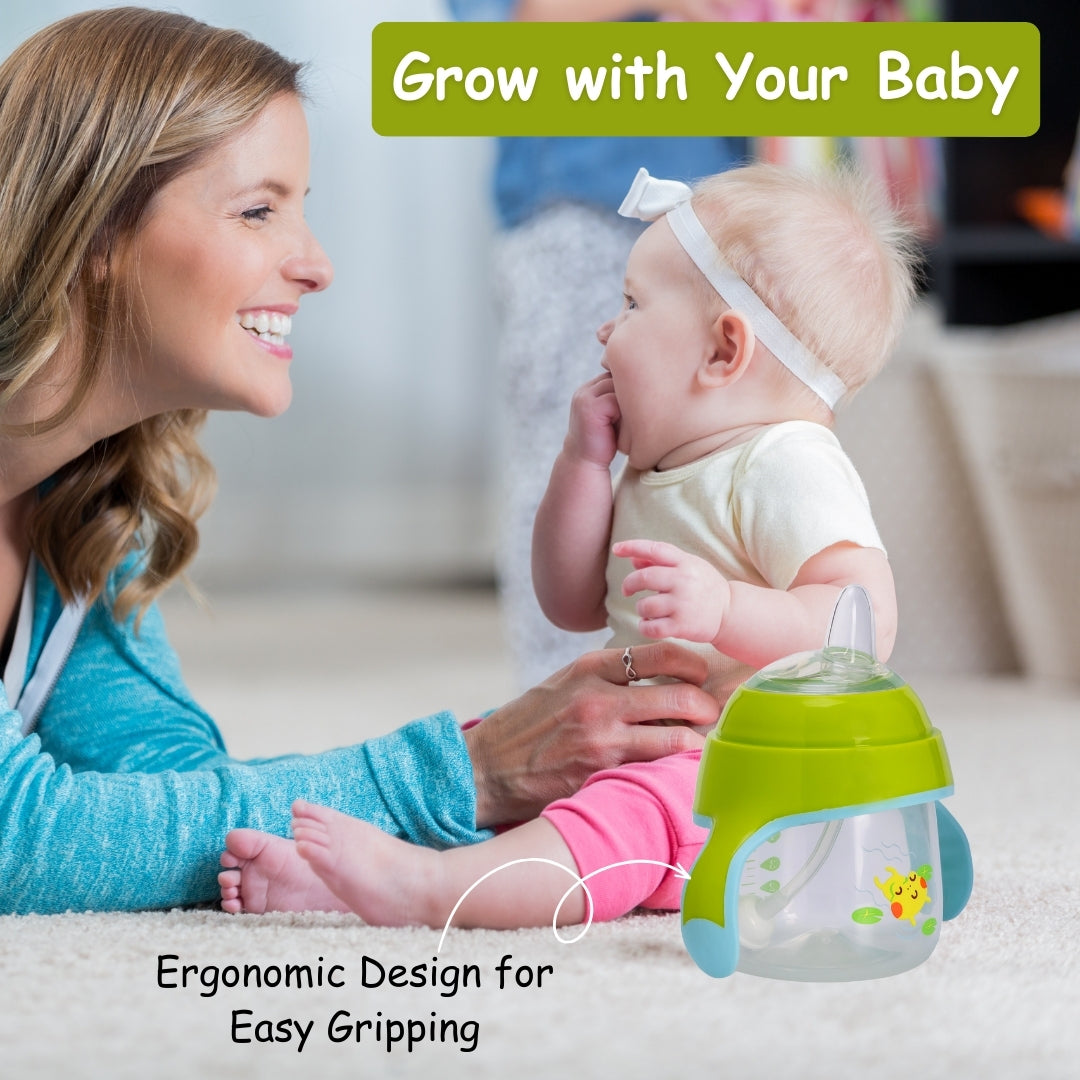 Adore Fauna! The Mini Soft Spout Sipper with Gravity Ball & Twin Handle - 270ml Green