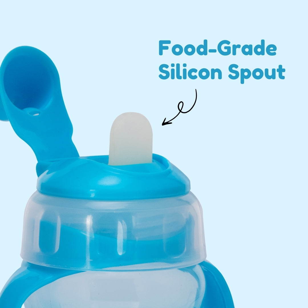 Adore MiniMax! The Funky Silicon Spout Sipper with Twin Handle- 120ml-Blue