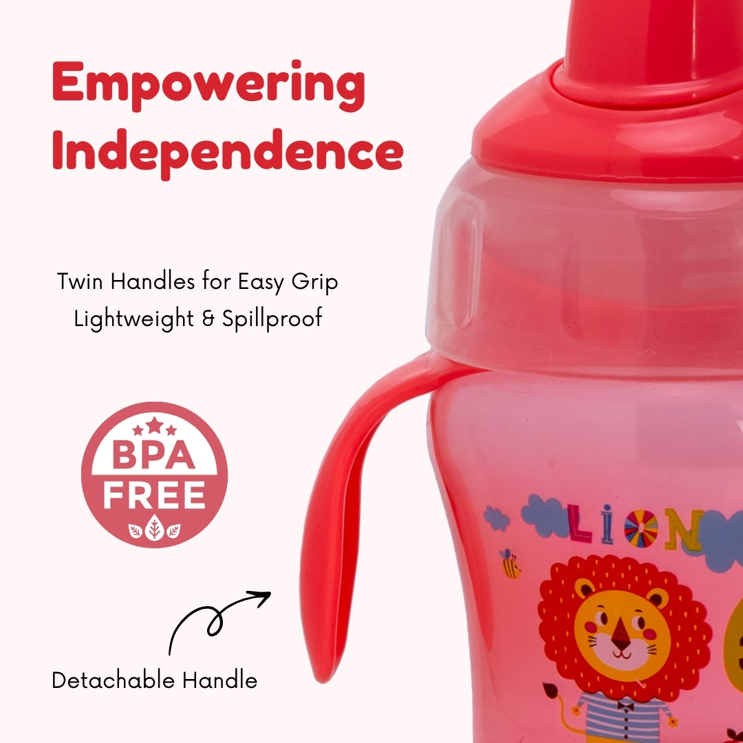 Adore MiniMax! The Funky Silicon Spout Sipper with Twin Handle- 120ml-Pink