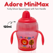 Adore MiniMax! The Funky Silicon Spout Sipper with Twin Handle- 120ml-Pink