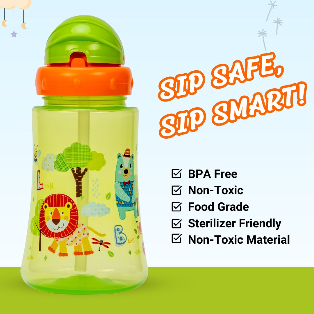 Adore Skoozy Sports Straw Sipper with Retractable Head - 250ml- Green