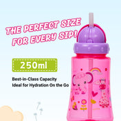 Adore Skoozy Sports Straw Sipper with Retractable Head - 250ml- Pink