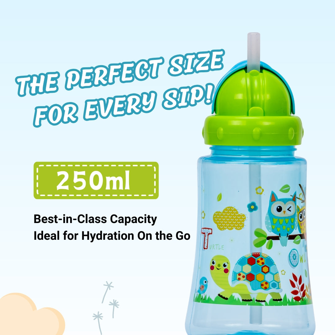 Adore Skoozy Sports Straw Sipper with Retractable Head - 250ml- Blue