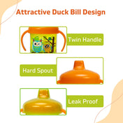 Adore Spazzo Duck Bill/ Hard Spout Sipper with Twin Handle & Hygiene Cap- 250ml- Green