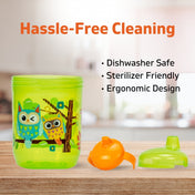 Adore Spazzo Duck Bill/ Hard Spout Sipper with Twin Handle & Hygiene Cap- 250ml- Green