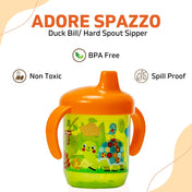 Adore Spazzo Duck Bill/ Hard Spout Sipper with Twin Handle & Hygiene Cap- 250ml- Green