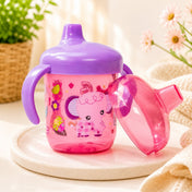 Adore Spazzo Duck Bill/ Hard Spout Sipper with Twin Handle & Hygiene Cap- 250ml- Pink