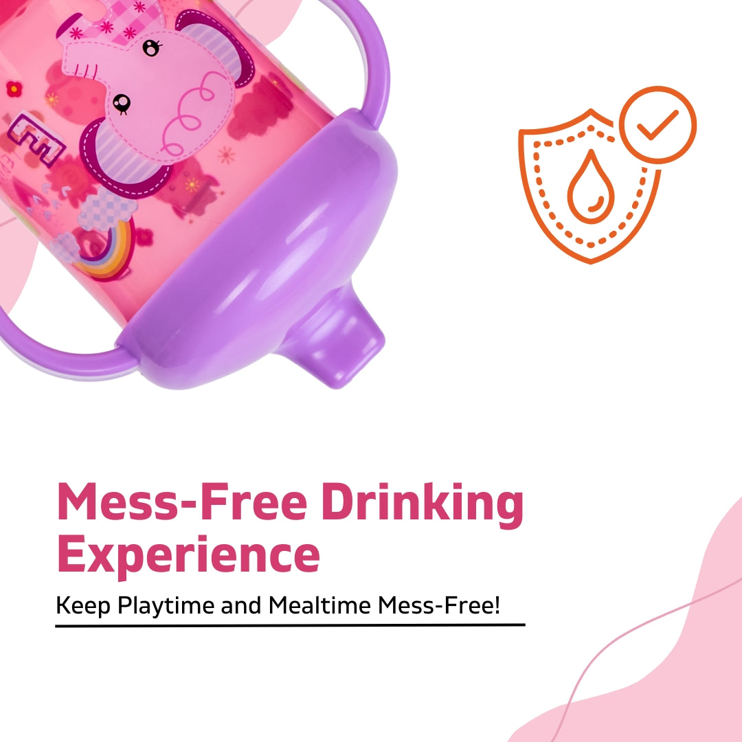 Adore Spazzo Duck Bill/ Hard Spout Sipper with Twin Handle & Hygiene Cap- 250ml- Pink