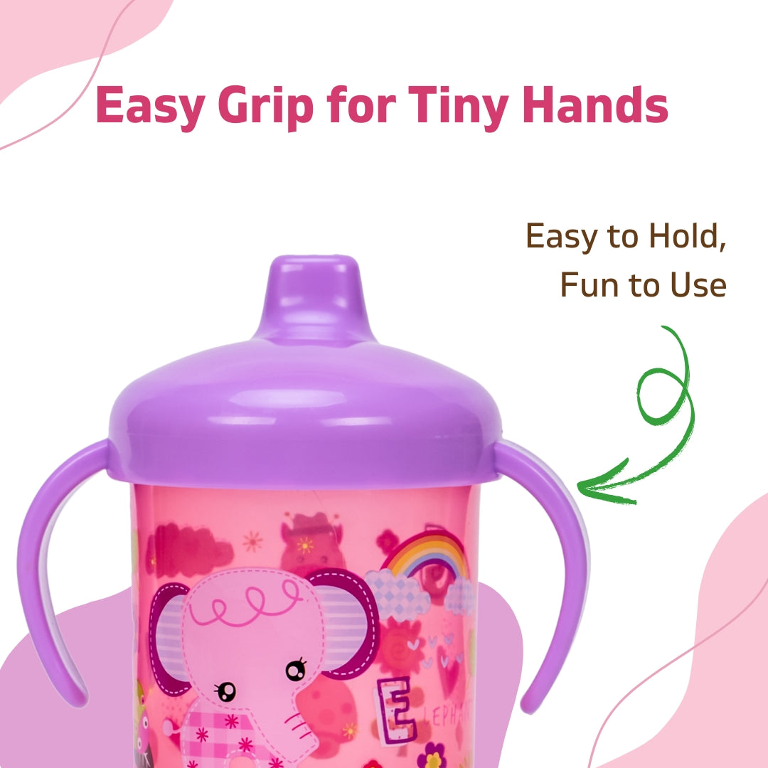 Adore Spazzo Duck Bill/ Hard Spout Sipper with Twin Handle & Hygiene Cap- 250ml- Pink