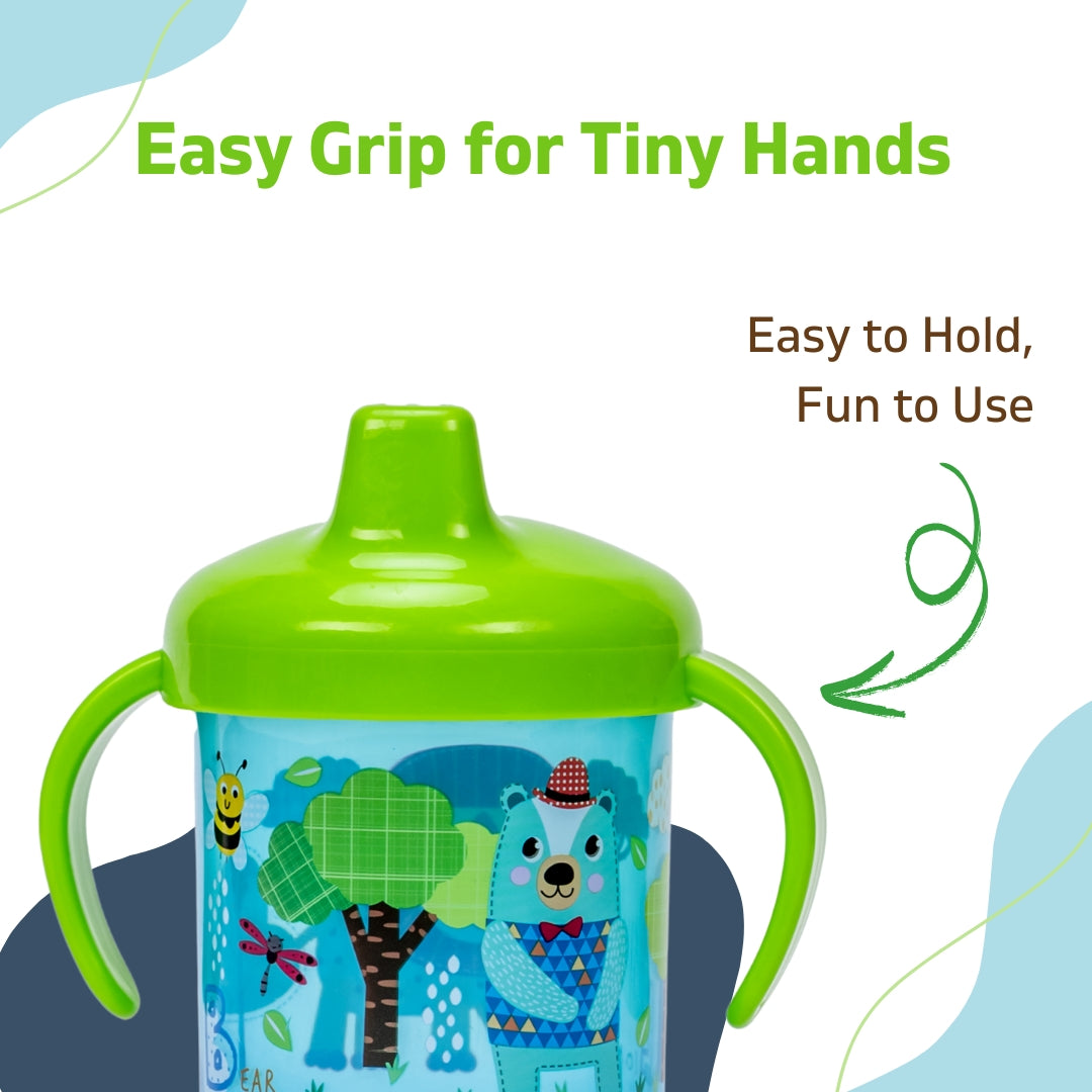 Adore Spazzo Duck Bill/ Hard Spout Sipper with Twin Handle & Hygiene Cap- 250ml- Blue