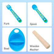 Adore Supper Hero Feeding Bowl with Spoon, Fork & Wooden Masher- Blue