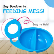 Adore Supper Hero Feeding Bowl with Spoon, Fork & Wooden Masher- Blue