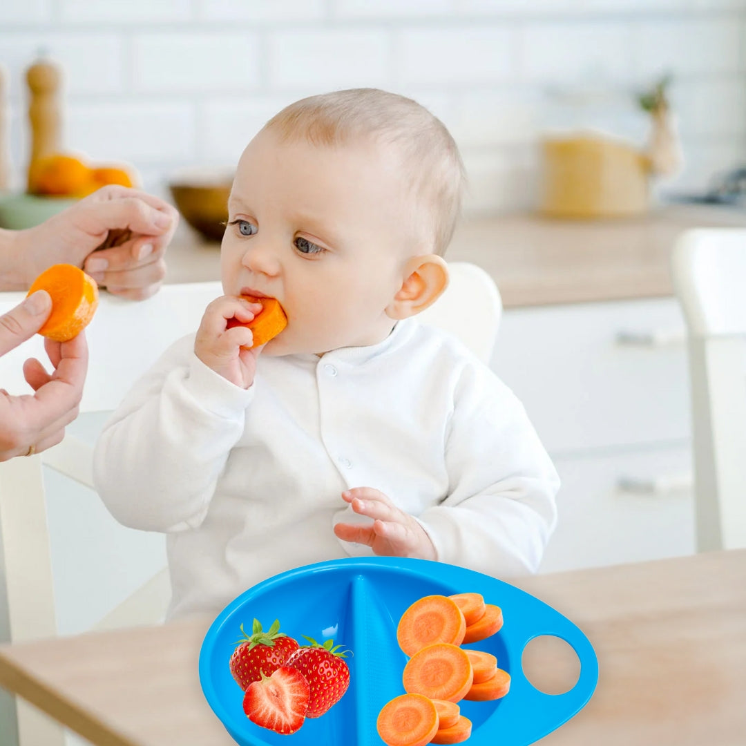 Adore Supper Hero Feeding Bowl with Spoon, Fork & Wooden Masher- Blue