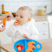 Adore Supper Hero Feeding Bowl with Spoon, Fork & Wooden Masher- Blue