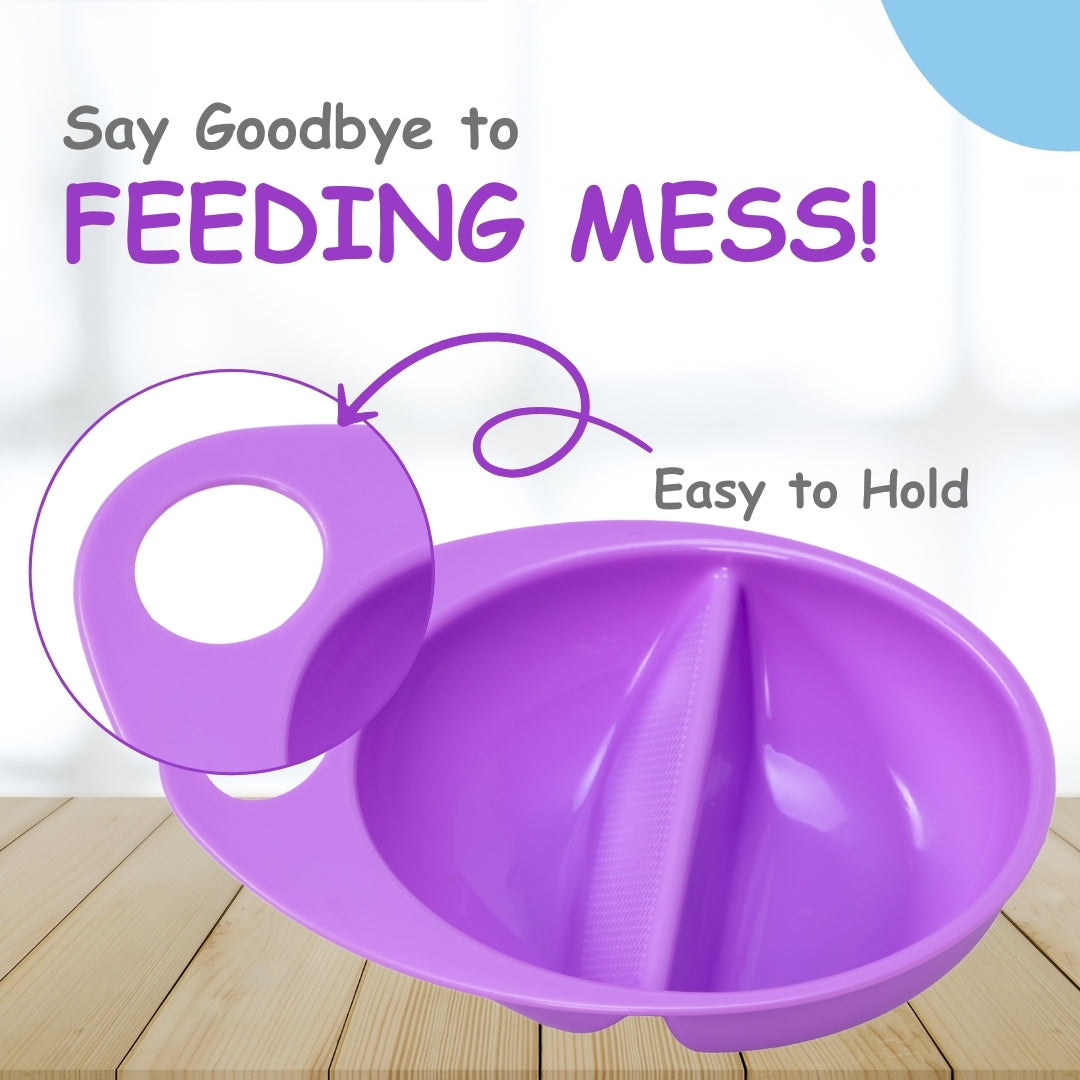 Adore Supper Hero Feeding Bowl with Spoon, Fork & Wooden Masher- Purple