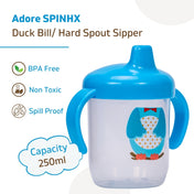 Adore SPINHX Duck Bill/ Hard Spout Sipper with Twin Handle & Hygiene Cap- 250ml- Blue