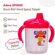 Adore SPINHX Duck Bill/ Hard Spout Sipper with Twin Handle & Hygiene Cap- 250ml- Pink