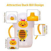 Adore SPINHX Duck Bill/ Hard Spout Sipper with Twin Handle & Hygiene Cap- 250ml- Yellow