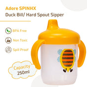 Adore SPINHX Duck Bill/ Hard Spout Sipper with Twin Handle & Hygiene Cap- 250ml- Yellow