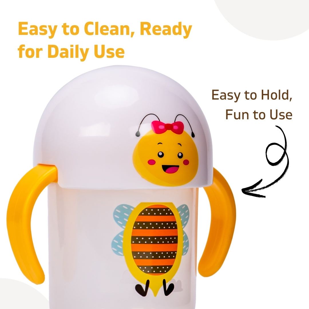 Adore SPINHX Duck Bill/ Hard Spout Sipper with Twin Handle & Hygiene Cap- 250ml- Yellow