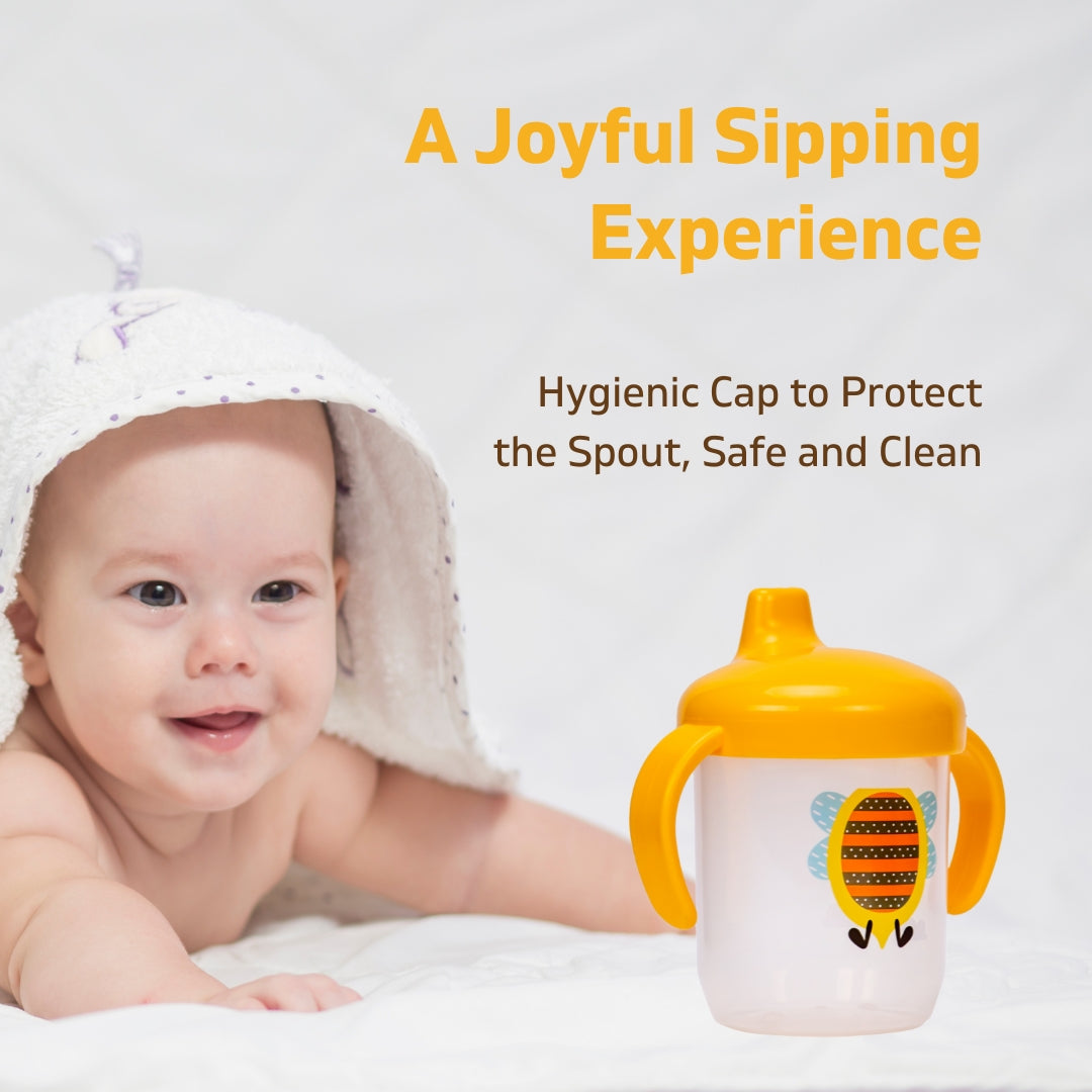 Adore SPINHX Duck Bill/ Hard Spout Sipper with Twin Handle & Hygiene Cap- 250ml- Yellow