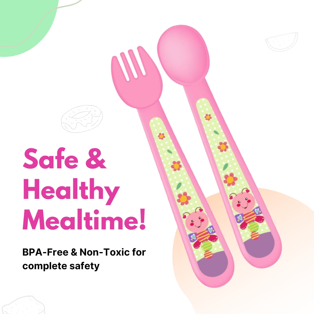 Adore Spoozy Baby Spoon & Fork Set- Pink