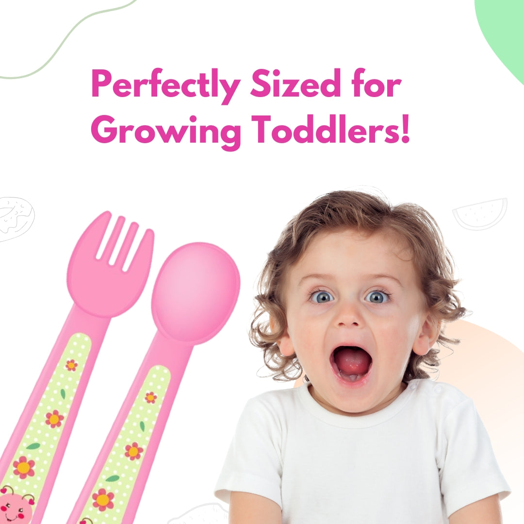 Adore Spoozy Baby Spoon & Fork Set- Pink