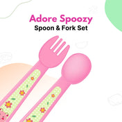 Adore Spoozy Baby Spoon & Fork Set- Pink
