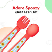 Adore Spoozy Baby Spoon & Fork Set- Red