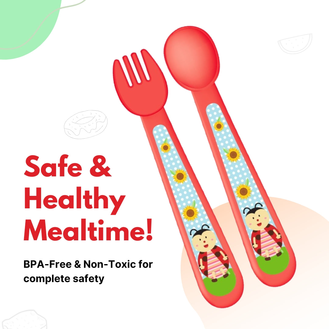 Adore Spoozy Baby Spoon & Fork Set- Red